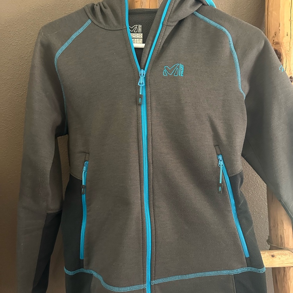 Women's Gray and Blue Hoodie, Size Medium